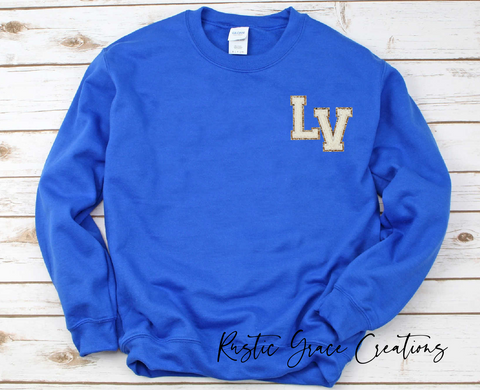 LV Gold Glitter Chenille Patch Sweatshirt