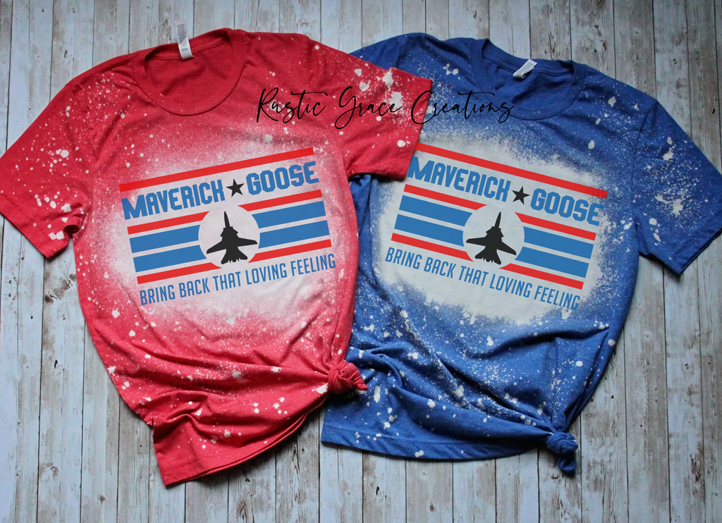 Rustic Grace Creations Top Gun | Maverick | Goose | Bleached Tee or Non Bleached XL / Heather Red