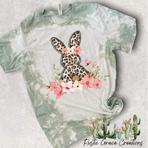 Leopard Bunny  | Distressed Tee | Bella Canvas |Unisex Tee