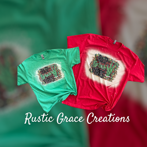 BLEACHED Grinch tee| | Bad Grinch Vibes |